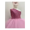 Pembe Payetli Tek omuz Kız Çocuk Elbisesi