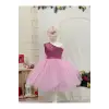 Pembe Payetli Tek omuz Kız Çocuk Elbisesi