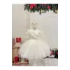Krem Fırfırlı Kız Çocuk Elbisesi