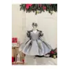 Gri Çift Fiyoklu Kız Çocuk Elbisesi