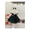 Siyah Krem Çift Katlı Kız Çocuk Elbisesi