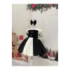 Siyah Krem Çift Katlı Kız Çocuk Elbisesi