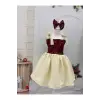 Bordo Desenli Kız Çocuk Elbisesi