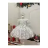 Beyaz fırfırlı Yaka Kız Çocuk Elbisesi abiye