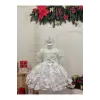 Beyaz fırfırlı Yaka Kız Çocuk Elbisesi abiye