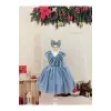 Bebe Mavisi Sıfır Kollu Kız Çocuk Elbisesi