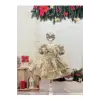 Bej Prıltılı Kız Çocuk Elbisesi