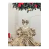 Bej Prıltılı Kız Çocuk Elbisesi