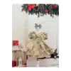 Bej Prıltılı Kız Çocuk Elbisesi