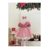 Şeker Pembesi Fırıfrlı Kız Çocuk Elbisesi