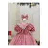 Şeker Pembesi Fırıfrlı Kız Çocuk Elbisesi