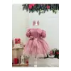 Şeker Pembesi Fırıfrlı Kız Çocuk Elbisesi