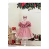 Şeker Pembesi Fırıfrlı Kız Çocuk Elbisesi