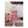 Şeker Pembe Dantelli Kız Çocuk Elbisesi