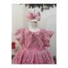 Şeker Pembe Dantelli Kız Çocuk Elbisesi