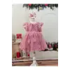 Şeker Pembe Dantelli Kız Çocuk Elbisesi