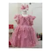 Şeker Pembe Dantelli Kız Çocuk Elbisesi