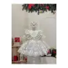 Beyaz Dantelli Kız Çocuk Elbisesi abiye