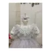 Beyaz Frozen Dantelli Kız Çocuk Elbisesi