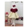 Bordo Ipek Saten Kız Çocuk Elbisesi