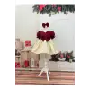 Bordo Ipek Saten Kız Çocuk Elbisesi
