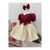 Bordo Ipek Saten Kız Çocuk Elbisesi