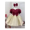 Bordo Ipek Saten Kız Çocuk Elbisesi