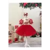 Kırmızı Jan Jan Tüllü Kız Çocuk Elbisesi