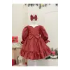 Kiremit Fır Fırlı Kız Çocuk Elbisesi