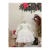Beyaz Ön Fiyoklu Kız Çocuk Elbisesi