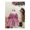 Pembe Ön Fiyoklu Payetli Kız Çocuk Elbisesi