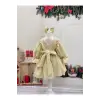 Krem V Yakalı Kız Çocuk Elbisesi