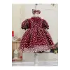 Kırmızı Puantiyeli Kız Çocuk Elbisesi
