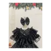 Siyah Desenli Kız Çocuk Elbisesi