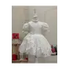 Beyaz Prenses Kısa Kollu Kız Çocuk Elbisesi