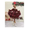 Siyah Kırmızı Fırfırlı Kız Çocuk Elbisesi