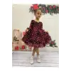Siyah Kırmızı Fırfırlı Kız Çocuk Elbisesi