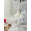 Beyaz Tek Omuzlı Payetli kız Çocuk Elbisesi