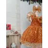 Turuncu Tek Omuzlu Kız Çocuk Elbisesi