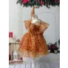 Turuncu Tek Omuzlu Kız Çocuk Elbisesi