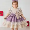 Lilla Dantel İşlemeli Kız çocuk Elbise Abiye