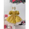 Sarı Taşlı kız çocuk Elbise Abiye
