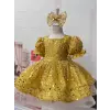 Sarı Taşlı kız çocuk Elbise Abiye