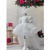 Beyaz Kuyruklu Işıltılı Prenses Çocuk Abiye Elbisesi