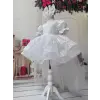Beyaz Kuyruklu Işıltılı Prenses Çocuk Abiye Elbisesi