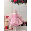 Pemb Puantiyeli Kız cocuk Elbisesi
