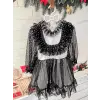 Siyah Puantiyeli Kız Cocuk Elbisesi