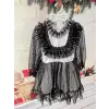 Siyah Puantiyeli Kız Cocuk Elbisesi