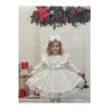 Beyaz Kadife Kız Çocuk Elbisesi