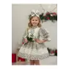 Beyaz Siyah Dantel Kız Çocuk Elbisesi